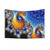 Mandelbrot Blue Double Spiral Fractal Tapestry