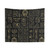 Egyptian Hieroglyphic Tapestry with Deities in Gold on Black