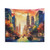 Vibrant Cityscape at Sunset Tapestry