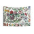 French vintage botanical fleurs flowers tapestry