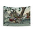Samurai Warrior Tapestry with Japanese Symbols and Landscape