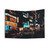 Busy Nights (Orange and Teal) Tapestry