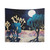 Desert Lake Moonlight Watercolor Tapestry
