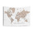 Watercolor World Map Tapestry with US State Capitals