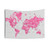 Pink and Grey Watercolor World Map Tapestry