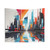 Colorful abstract city landscape tapestry