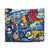 Colorful Graffiti Tapestry with Cartoon Fishes