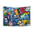Colorful Graffiti Tapestry with Cartoon Fishes