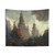 City in Bloom Tapestry - Dystopian Foliage Wall Art