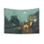 Realistic Rainy Street Oil Painting Tapestry
