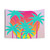 Retro Miami Sunset Tapestry with palm trees, memphis design, and 80s/90s colors