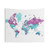 Watercolor World Map Tapestry in Purple and Turquoise