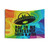 Colorful Trippy Spaceship Tapestry Wall Hanging