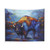 Colorful abstract bison tapestry wall hanging