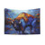 Colorful abstract bison tapestry wall hanging