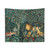 Greenery, Forest Animals Lion and Hares Blue Green Floral Tapestry
