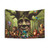 Enchanted forest scene tapestry with animals and fantasy elements