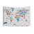 World Map Tapestry with Collage Design and Animals