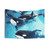 Whale in Blue Ocean Tapestry