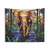 Colorful Elephant Stained Glass Window Design Tapestry