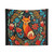 Enchanting Folk Art Fox Floral Tapestry