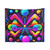 Neon Cosmic Kaleidoscope Tapestry - Abstract Geometric Art