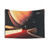 Retro Space Tapestry featuring a collage art design of the Path to Saturn