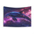 Interstellar Dolphins Tapestry Featuring a Cosmic Ocean Scene