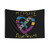 Hippie Loveheart Tapestry with Roses and Peace Sign