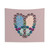 Hippie Loveheart Tapestry with Roses and Peace Sign