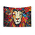 Majesty Tapestry - Colorful Lion and Nature Wall Art