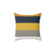Stylish striped pillow in mustard, grey, and navy colors
