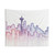 Seattle Skyline Watercolor Silhouette Tapestry Wall Hanging