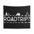 Roadtrip Tapestry with White Design on Black Background