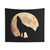 Haunting wolf howling at the moon tapestry