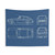 MGB GT V8 Blueprint Tapestry