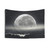 Moody Ocean Waves Tapestry with Faded Moon and Nocturnal Scenery