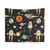 Futuristic Space and Technology Motifs Tapestry