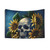 Skull and Sunflowers Tapestry - Gothic Floral Wall Hanging