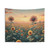 Aesthetic sunflower tapestry with whimsical pastel flowers and meadow scene