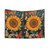 Colorful sunflower dream tapestry with butterflies