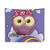 Cute purple owl in superhero unicorn background tapestry