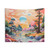 Colorful psychedelic landscape tapestry