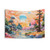 Colorful psychedelic landscape tapestry
