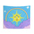 Trippy sun print tapestry with rainbow colors and cloud design