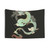 Surreal Chinese dragon tapestry with wolf head and black cats