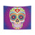 Psychedelic Sugar Skull Day of the Dead Art Tapestry