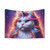 Magical caticorn with rainbow hair and horn tapestry
