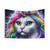 Enchanted unicorn cat with rainbow hair and horn tapestry