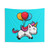 Cute unicorn floating with a balloon tapestry